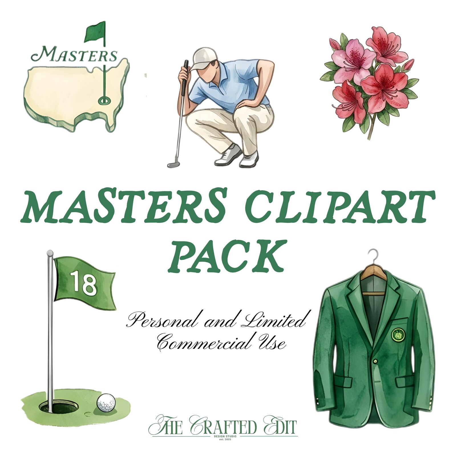 Master Guide Svg Masters Inspired Clipart Bundle PNG & SVG | Golf Clip Art Instant ...