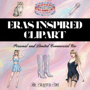 Pacote de Clipart Inspirado nas Eras de Taylor Swift em PNG e SVG | Clipart em Aquarela da Cantora, Kit para Scrapbook Musical, Download Digital de Arte para Fãs