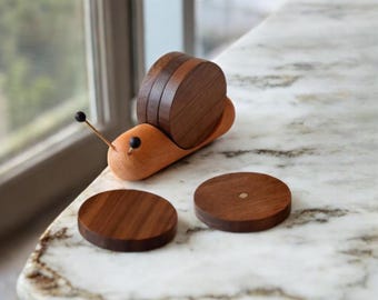 Snail-Shaped Thermal Insulation Pad, Wooden Drink Coaster, Table Placemats, Tea Tray Accessory, Unique Gift Set