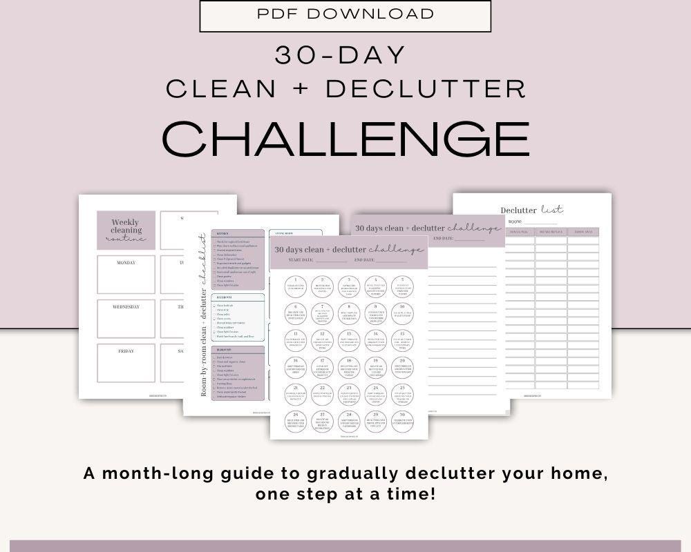30 Day Declutter Challenge, Room by Room Checklist, Declutter List ...