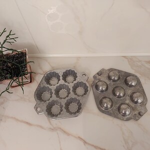 Vintage Baking Dish Tartlets Cupcakes 2 in 1 Aluminum Iron Press Form Baskets USSR Gift for Wife Mum Grandma