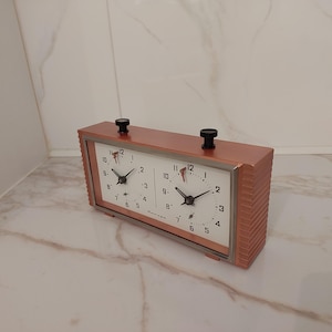 Vintage Bronze Orange Chess Clock Tournament Timer Queen’s Gambit Clock Jantar OChZ Soviet Design USSR