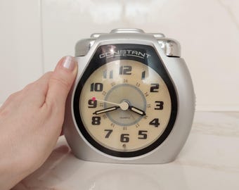 Vintage Alarm Silver Desk Clock Constant SB985 Analogue Battery