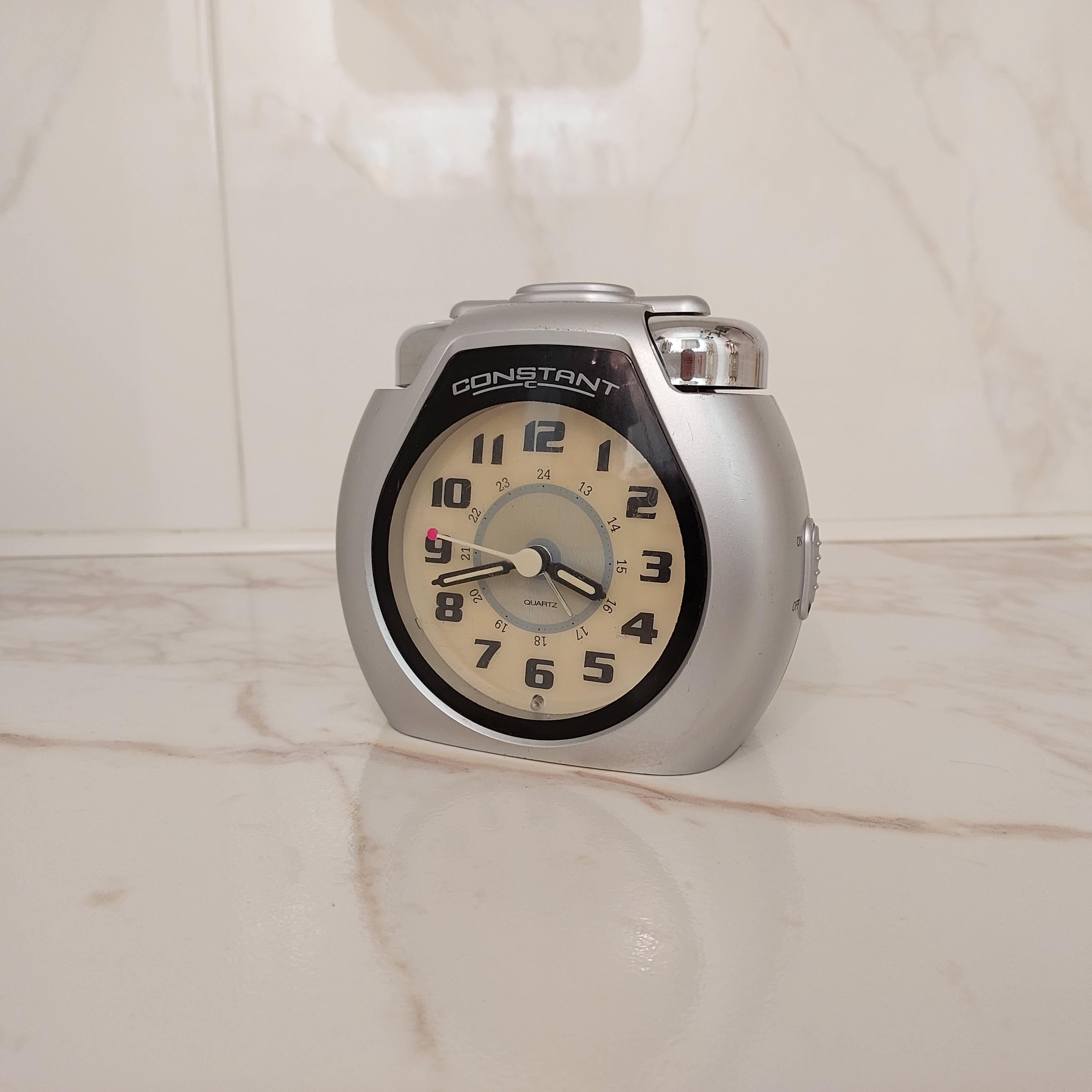 Vintage Alarm Silver Desk Clock Constant SB985 Analogue Battery