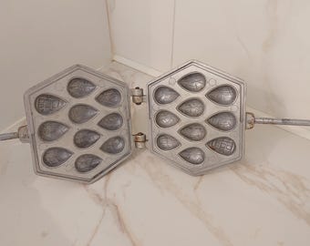 Neue Vintage Geschenk für Frau Mama Oma Back Kekse Eisen Nüsse Form Oreschki Pilze Nüsse 2 in 1 Aluminium Ukrainisch