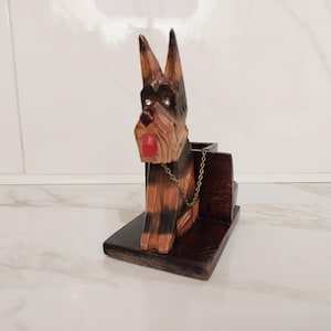 Vintage Wooden Pen Pencil Holder Dog Design, Decorative Soviet Children Desk USSR