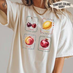 Vintage Fruit Graphic T-Shirt: Hand-Painted Retro Summer Top