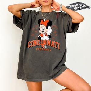 Minnie Mouse Cincinnati Football T-Shirt, Comfort Colors Football Shirt, Oversized Game Day Tee