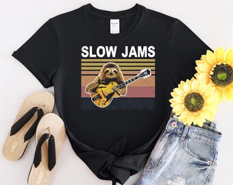 Paresseux lent confitures drôle paresseux jouant de la guitare T-shirt hommes femmes enfants enfants T-shirt à capuche S à 5XL T-shirt, autocollant UV, YU458