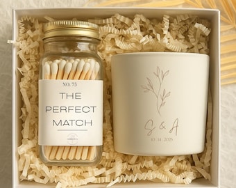 Juego de velas de regalo de compromiso personalizadas / Cera de soja, Frasco de cerillas personalizado
