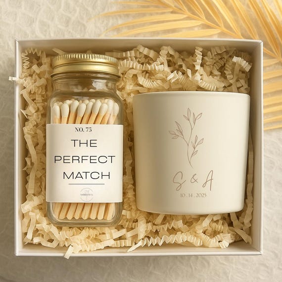 Personalized Engagement Gift Candle Set | Soy Wax, Custom Match Jar