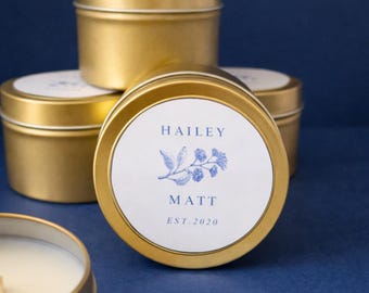 パーソナライズされたキャンドルの記念品（10個セット）：ブライダルシャワー、ベビーシャワー、サムシングブルー