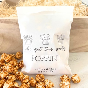 Wedding Popcorn Bags | Custom Wedding Treat Bag | Popcorn Favor Bag, Let's get this party poppin', Birthday Party Popcorn Bags