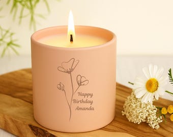 Vela de aniversário personalizada, vela com gravação floral, presente com nome personalizado