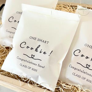 One Smart Cookie Favor Bags | Graduation 2025 party cookie bag | Grad party goodie bags 10 Pack | Grad 2025