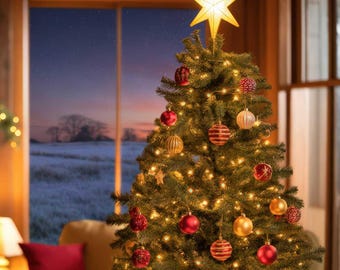 Puzzle con scena di camino e albero di Natale accogliente / Puzzle da 96-1000 pezzi