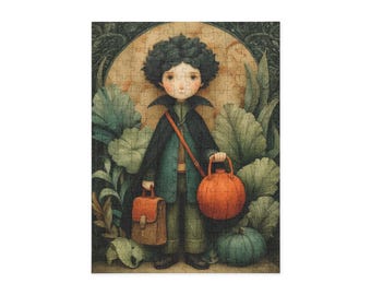 Puzzle autunnale: fantasiosa arte autunnale, serata di giochi in famiglia