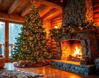 Puzzle accogliente del camino di Natale / Puzzle dell'albero delle feste