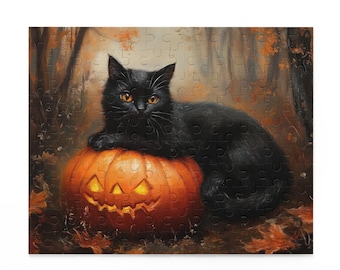 Halloween Cat Puzzle: Spooky Autumn Decor, Fall Activity