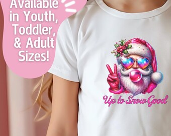 Funny Christmas Youth Tee, Kids Christmas T-shirt, Santa Peace Sign Bubblegum Shirt, Holiday Kids Top, Naughty christmas, Child Xmas Apparel