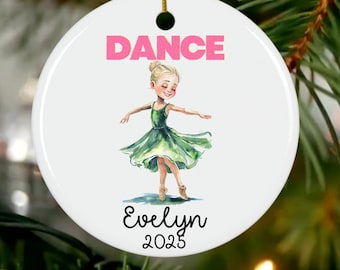 Personalized Lyrical Dancer Ceramic Ornament, Custom Christmas Holiday Decoration Ballet Lover Gift for Her, Dance Studio Girl Ballerina