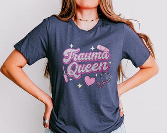 Trauma Queen EMT Shirt: Glitter Stethoscope Tee - Bella Canvas
