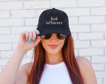 Bad Influence Embroidered Hat, Corduroy Cap, Funny Mom Embroidery Baseball Cap Retro Mom Gift Trendy Gifts Uniquie Gift for her