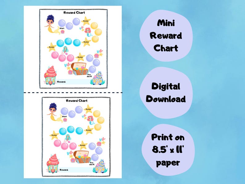Mini Mermaid Reward Chart L Reward Chart | Printable Behavior Chart ...