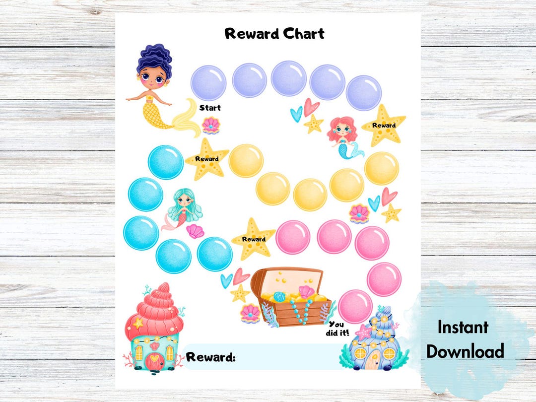 Mermaid Reward Chart L Reward Chart | Printable Behavior Chart | Chore ...