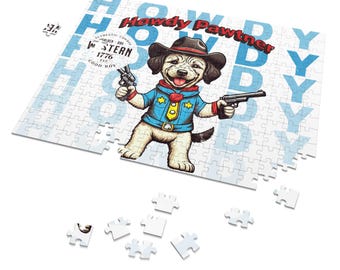Western Good Boy Jigsaw Puzzle - Cowboy Dog in Hat - Fun Family Activity