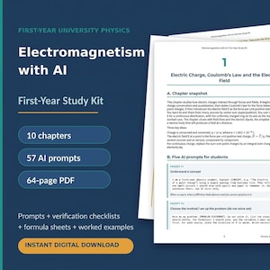 Studiehandledning för elektromagnetism i PDF-format | Fysik för första året på universitetet | AI-frågor och formelblad