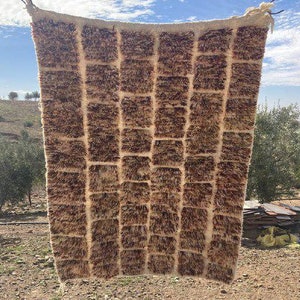Handmade Moroccan Berber Rug - Shaggy Geometric Beni Ourain Style Carpet, Boho Living Room Decor, Custom Size Wool Area Rug