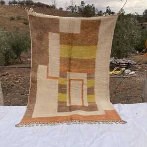 Custom Moroccan Wool Rug | Handwoven Berber Carpet in Yellow, Orange, Brown,Warm Toned Geometric Design | Moroccan Decor Rug,Custom Sizes