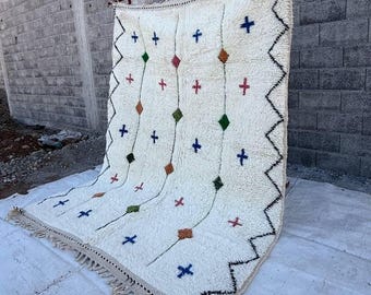 Handwoven Azilal Wool Rug, Berber Colored Tribal Design