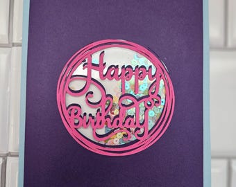 Handmade 3D Happy Birthday Card with Confetti Shaker - Birthday Card – Fun & Festive Greeting – Handmade Birthday Card with Moving Confetti