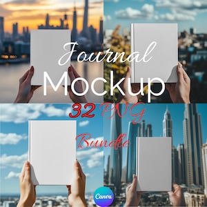 Hardcover Journal Mockup, 32 Bundle, Printify Ruled Line Journal Matte, Full wraparound print Journal Mock up, Canva Drag and Drop PNG