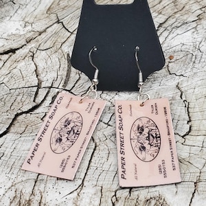 FIGHT CLUB Tyler Durden Soap Company Business Card Wooden Dangle Earrings