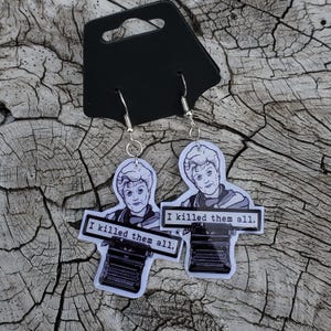 Murder, She Wrote Jessica Fletcher Angela Lansbury &quot;I killed them all&quot; Wooden Dangle Earrings