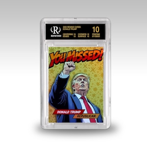 Donald Trump Custom Trading Card – Trump Assassination Attempt - Graded Style Display Slab