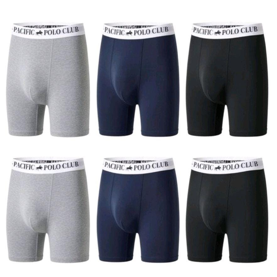 Men's 6 Pack Cotton Pacific Club Underwear Multi Color Boxers 95% Cotton Briefs