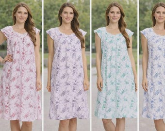 4 Pack 100% Cotton Women Nightgown Sleepwear Pajamas Nightshirt