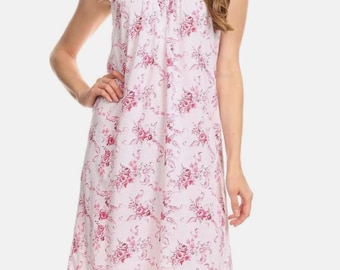 Pretty Woman 100% Cotton Sleeveless Nightgown Sleepwear Pajamas Soft Comfortable Floral