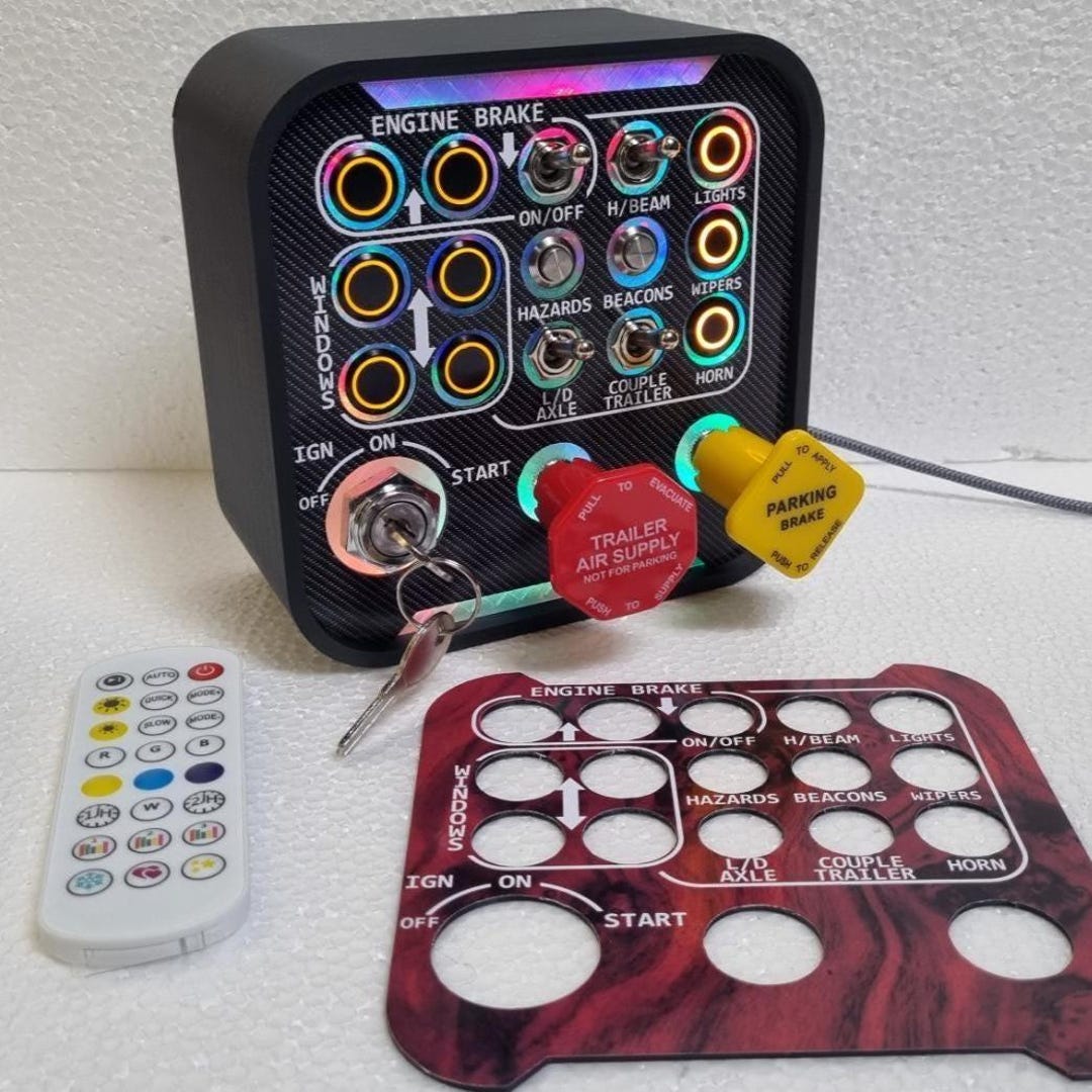 Simboxx Truck Simulator Button Box: 28 Function, RGB Backlit, Magnetic ...