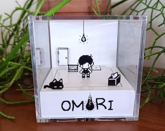 OMORI 3D Cube Diorama - Welcome to White Space | MEWO Shadowbox | Cutest Gamer Decor Gift | OMORI-Inspired Art Collectible