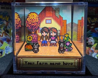 CUSTOMIZABLE Stardew Valley diorama with LED Light - Stardew Valley Custom Lamp - Your farm on your desk - Personalized cube Shadowbox