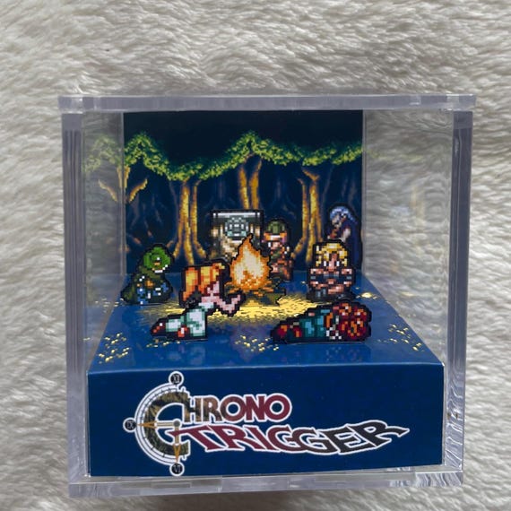 Chrono Trigger Campfire, Chrono Trigger 3D Diorama Cube, Handmade