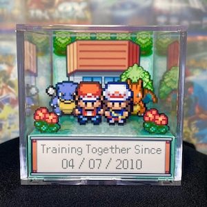 Personalized Pokemon Anniversary / Valentine's Day Box, Pokemon Couples Anniversary, Pokemon 3D Diorama, Gift for Christmas, Couples Gift