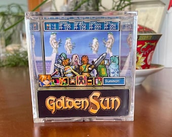 Golden Sun - Fight Against Saturos and Menardi - Computer videogame - customize your boss - Personalized cube Shadowbox with lots of options