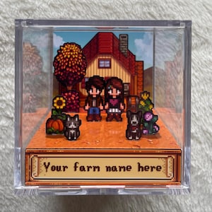 CUSTOMIZABLE Stardew Valley - 3D cube diorama - Computer videogame - Your farm on your desk - Personalized cube Shadowbox - gift for gamers