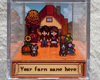 CUSTOMIZABLE Stardew Valley - 3D cube diorama - Computer videogame - Your farm on your desk - Personalized cube Shadowbox - gift for gamers